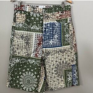 Rhude Shorts Mens Medium Bandana Traxedo Patchwork Linen Cotton Baggy Luxury